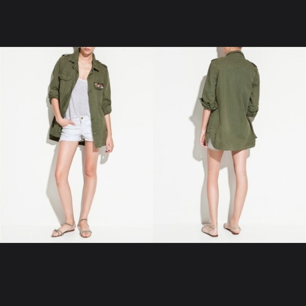 ZARA Khaki Rhinestone  Jacket